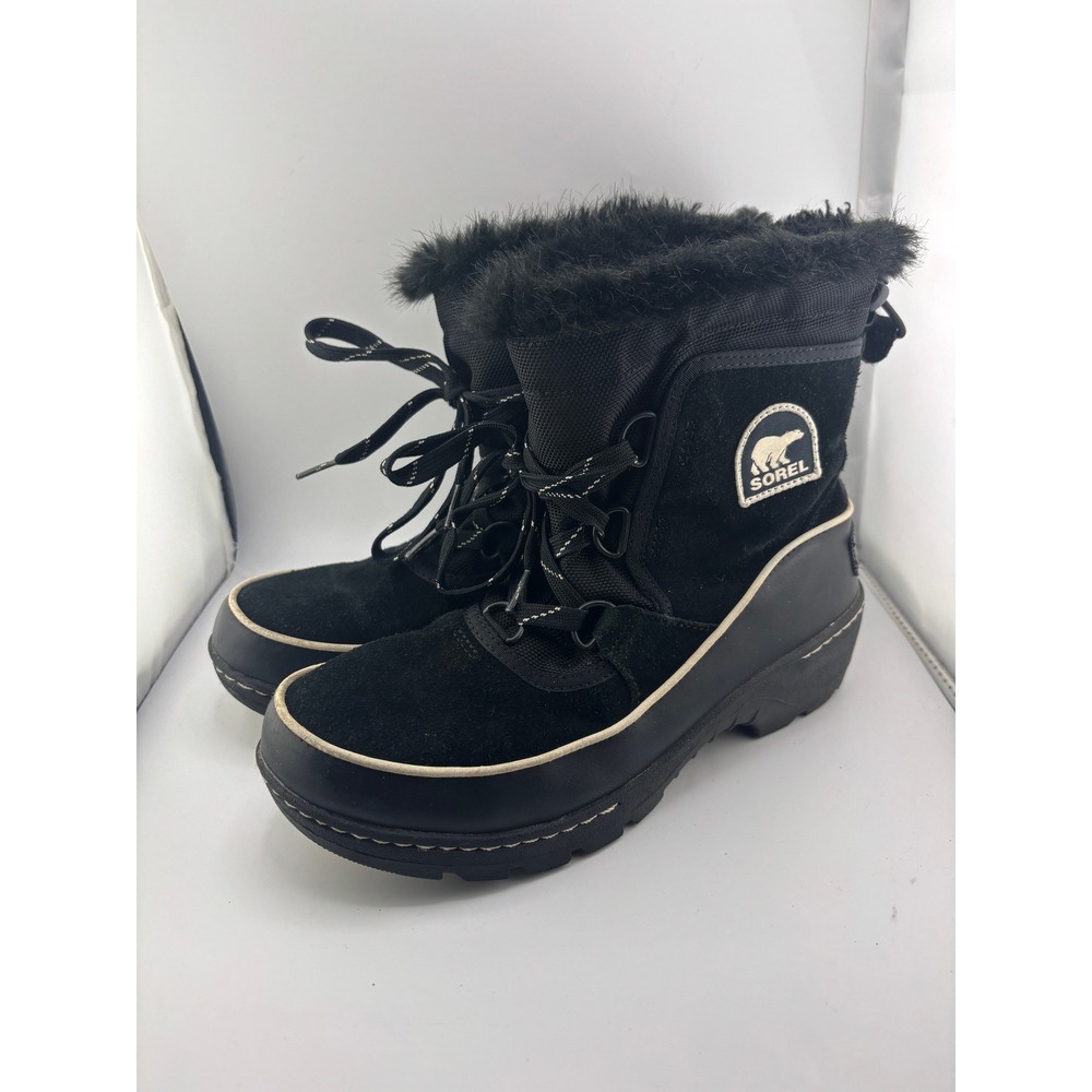 Sorel Tivoli III Black Waterproof Suede Faux Fur Winter Boots NL2532 Womens 8